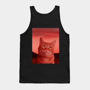 dark red moody tabby cat painting Tank Top
